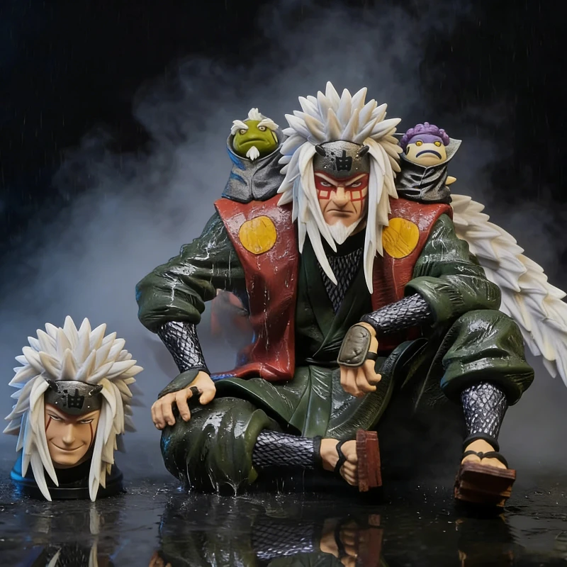 Figura de Anime Naruto de 14 cm, Jiraiya en Modo Sábio, Montado en Myoboku, Figura Sentada con Doble Cabeza Esculpida, Modelo de Anime, Juguete Decorativo de Escritorio, Regalo