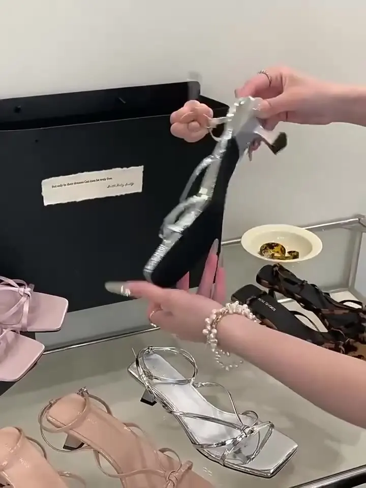 ファッションレディースシューズ-2025-ローマンサンダルオープントゥハイヒールミッドカーフストラップスーツ女性ベージュクロス高級グラディエーターピープ夏