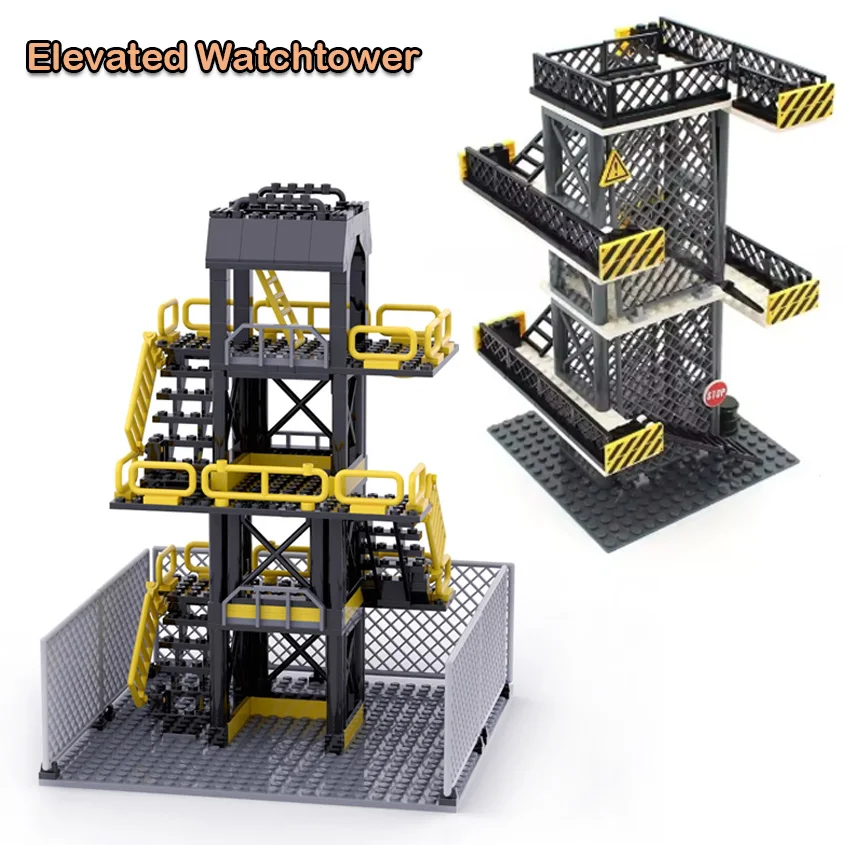 

Military Base Security Tower Model Building Blocks Assembly Watchtower Base Elevated Observation Tower Toys MOC Bricks Boys Gift