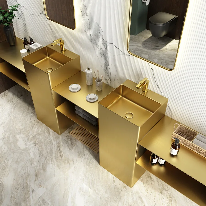 NEW Artistic Design Luxury hand basin Wash basin SUS304 Stainless steel Lavabo Golden Floor standing Wash basin,Brushed Gold