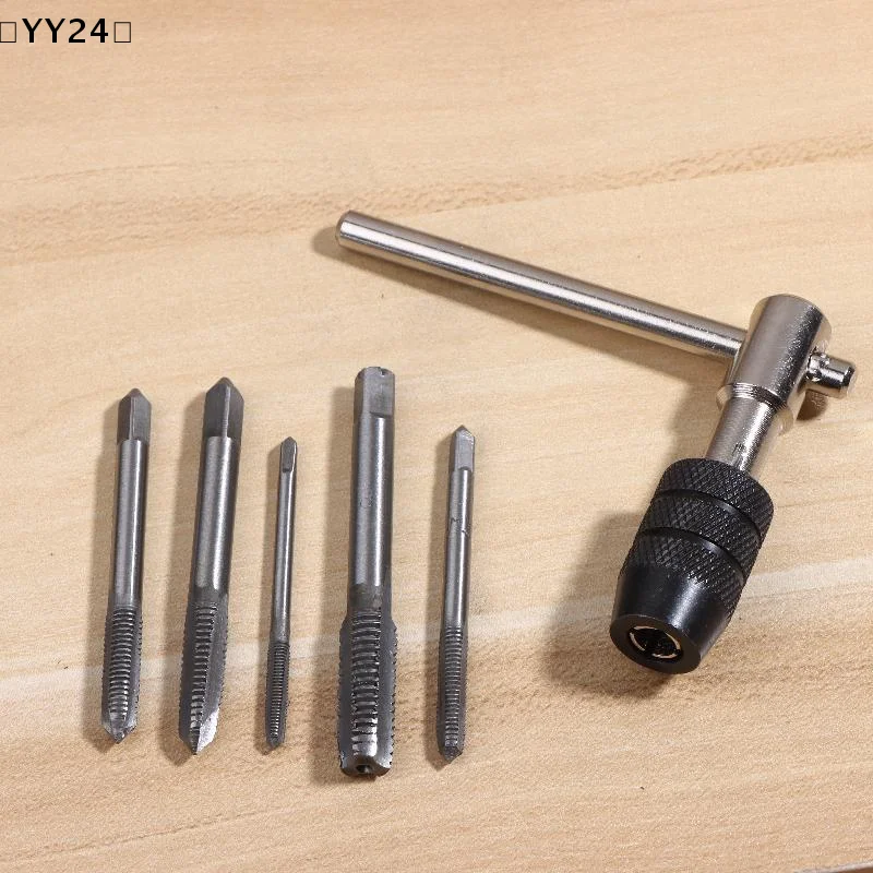 3-6mm T-shaped Tap Wrench 5Pcs Hand Tap M3-M8 Tapping Screwdriver Wrench Thread Tapping Hand Tool Set〔YY24〕