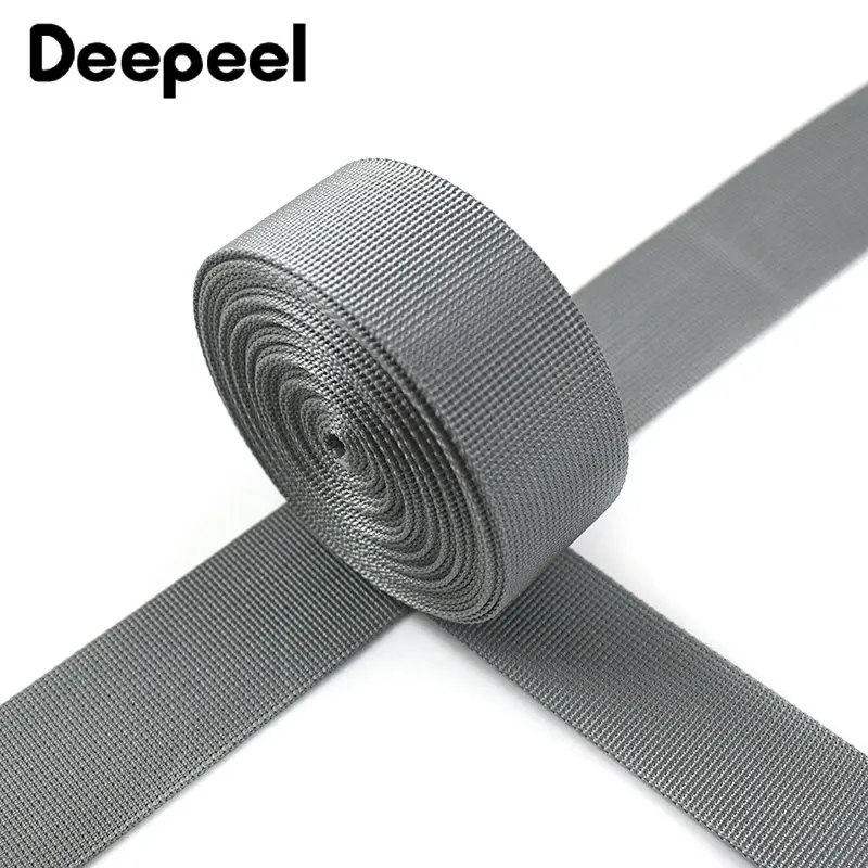 5Meters Gray Nylon Webbing Tape 20/25/32/38mm Backpack Bag Strap Decorative Ribbon Safety Belt Clothes Bands Sewing Accessories