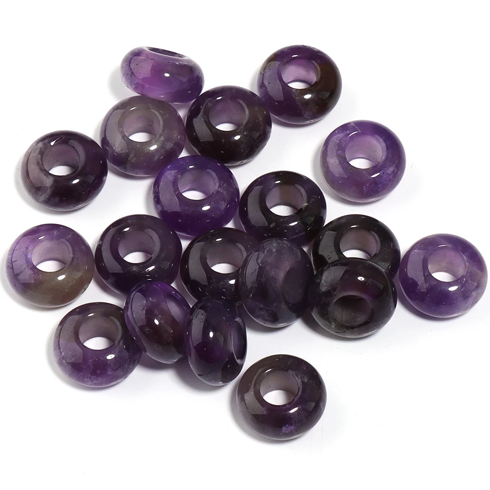 6 stks 14x8mm Natuursteen Kralen Amethist Tijgeroog Agaat Jade Abacus Vorm Big Hole Losse Kralen voor Sieraden Maken DIY Armbanden