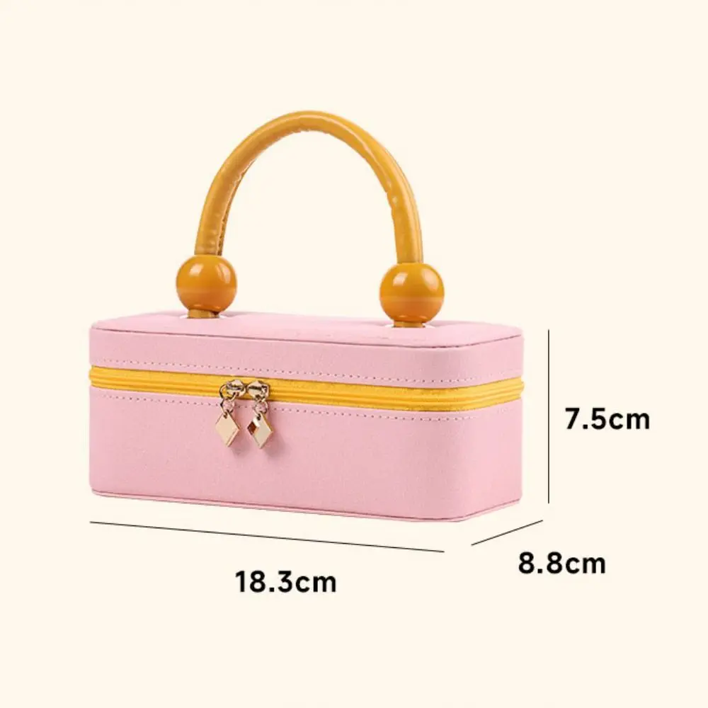 Creative Large Capacity Jewelry Box Multi-grids Hand-held Jewelry Storage Case Dust-proof Leather Necklace Storage Box Travel