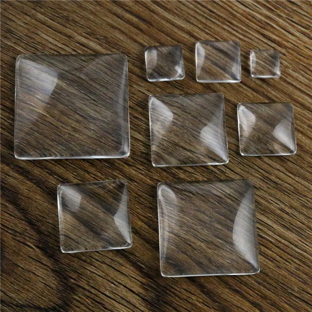 8mm 10mm 12mm 15mm 18mm 20mm 25mm 30mm Square Flat Back Clear Glass Cabochon, High Quality,Wholesale Promotion