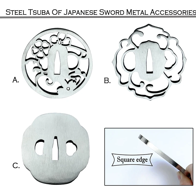

Stainless Steel Tsuba, Katana Guard, Samurai Sword Katana Hilt Tsuba, Steel Color , Sword Assembling Accessories