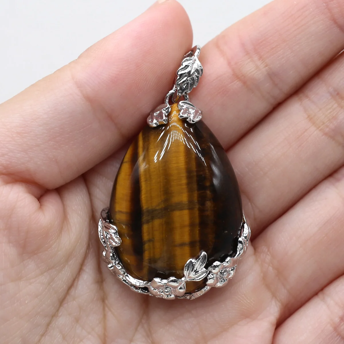 27x38mm Natural Stone Crystal Pendant Rose Quartz Teardrop Gemstone Charms for Jewelry Making DIY Necklace Earrings Accessories