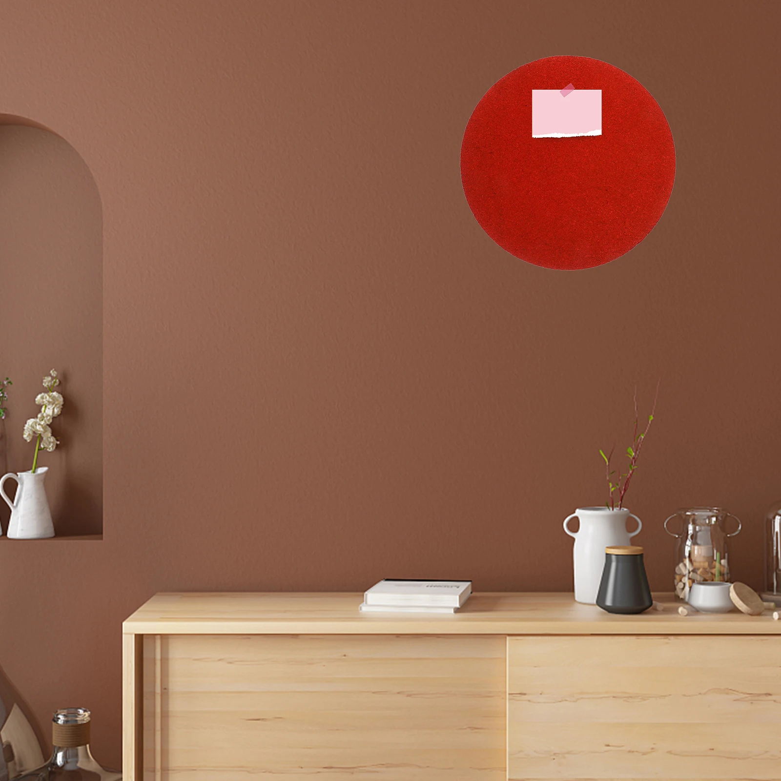 Round Adhesive Cork Decorative Bulletin For Office Notice Easy Install Self-Sticking Message Display Wall Organizer