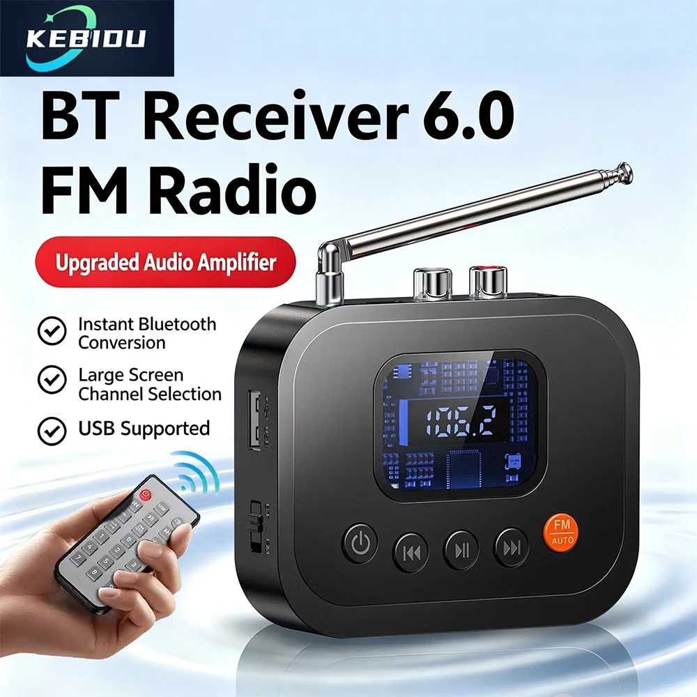 

Kebidu Bluetooth 6.0 Receiver 3.5mm AUX RCA Wireless Adapter Built-in Mic Stereo Music U-disk Player For Home speaker/amplifier