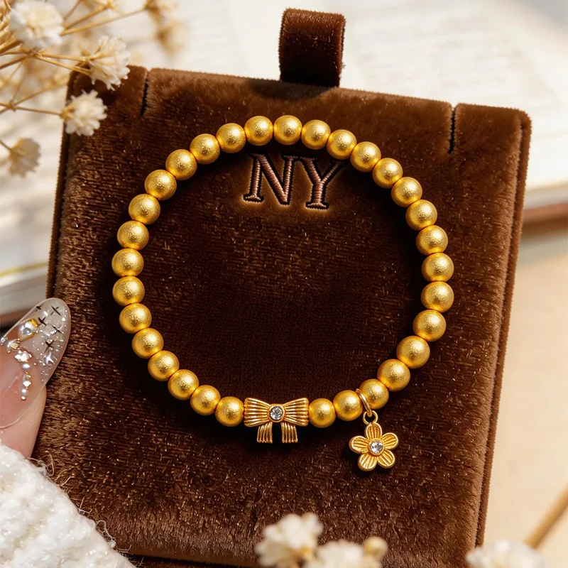 

Delicate Gift Fashion Small Snowflake Luxury Bracelet For Women 24K Gold AU999, beautiful meaning and decent for gifting