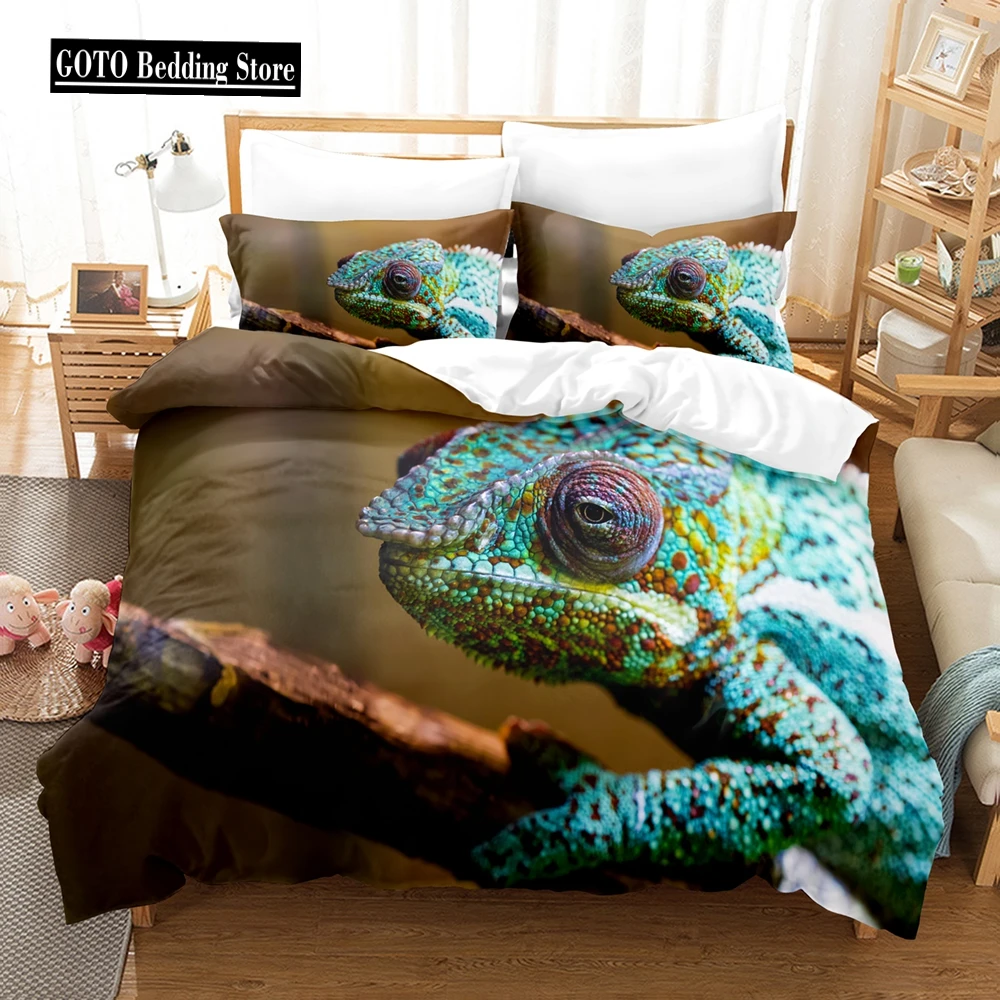 

Microfiber Fabric Lizard Duvet Cover with Pillowcases,3D Print,Reptile,Chameleon Bed Duvets, Bed Linen Set,200x220,Free Shipping