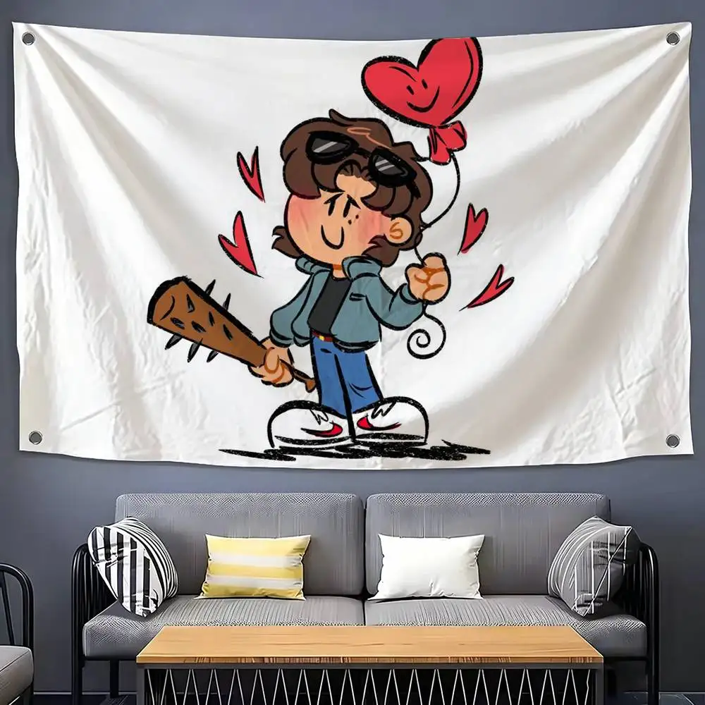 

cartoon expression Joe Keery Stranger Flags Suitable For Party Club Outdoor Interior Wall Decoration Banner Fans Gift