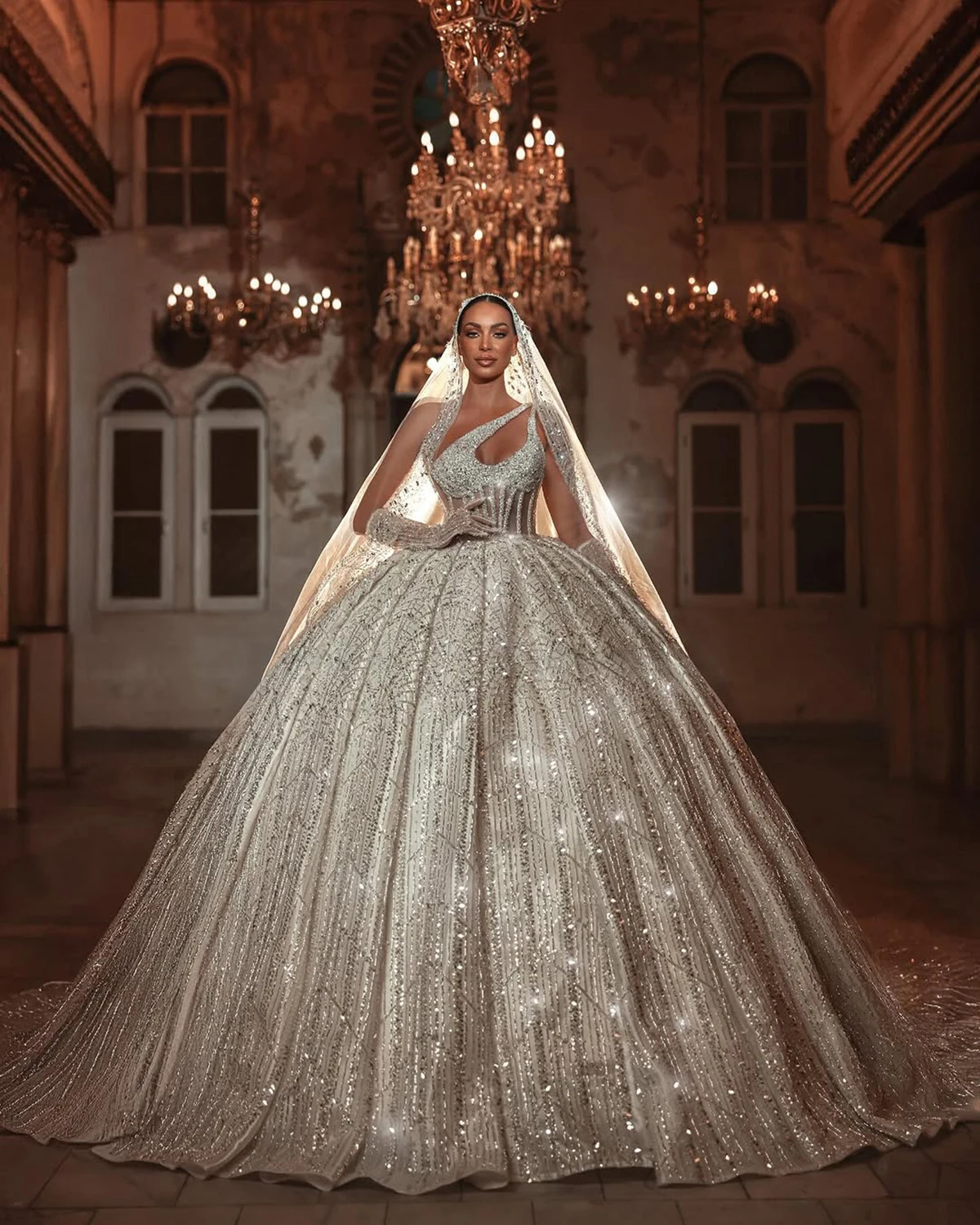 Vintage Wedding Dresses Sequins Pearls Bridal Ball Gowns Sleeveless Customized Backless Princess Bride Dress Vestidos De Novia