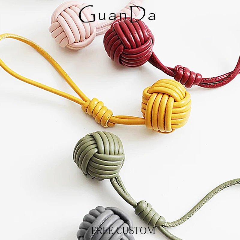 

Luxury PU Leather Handmade Bags Pendant Lovely Weave Ball Fashion Accessories Creative Decoration For Handbag Wholesale Gift