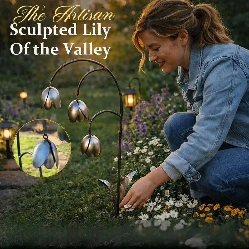 Metal Lily of The Valley Flower Stakes Outdoor Garden Ornaments Yard Art Decor for Lawn Patio Decoration