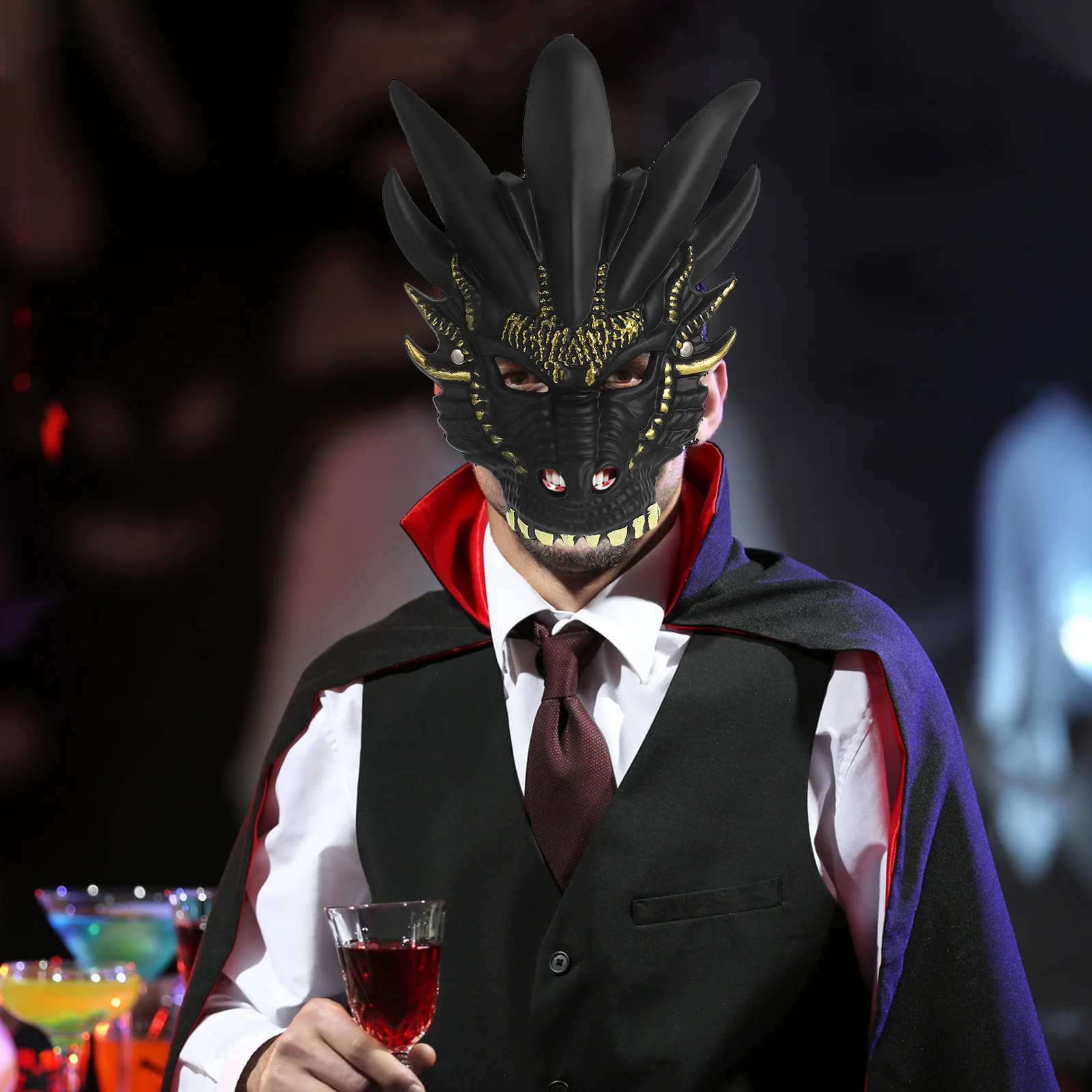 Máscara de cabeza de dragón: máscara de animal 3D realista para Halloween Cosplay mascarada fiesta Festival disfraz Unisex adultos niños