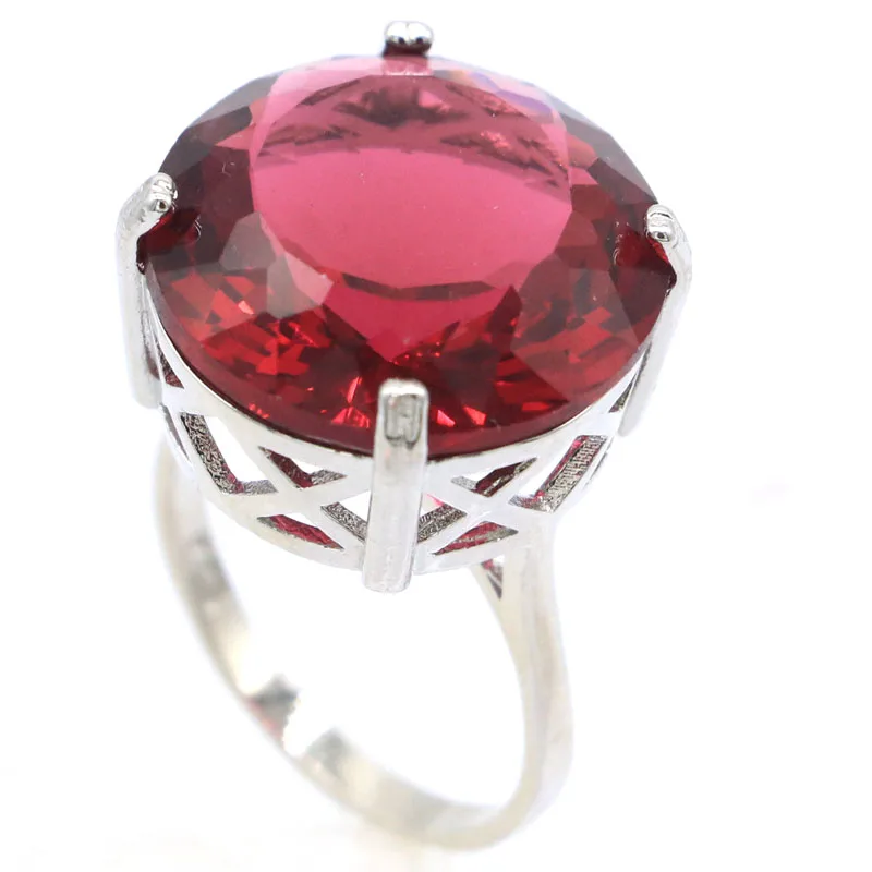 

20x20mm Big Gemstone 8.6g Pink Tourmaline Women Daily Wear Silver Ring Daily Wholesale Drop Shipping