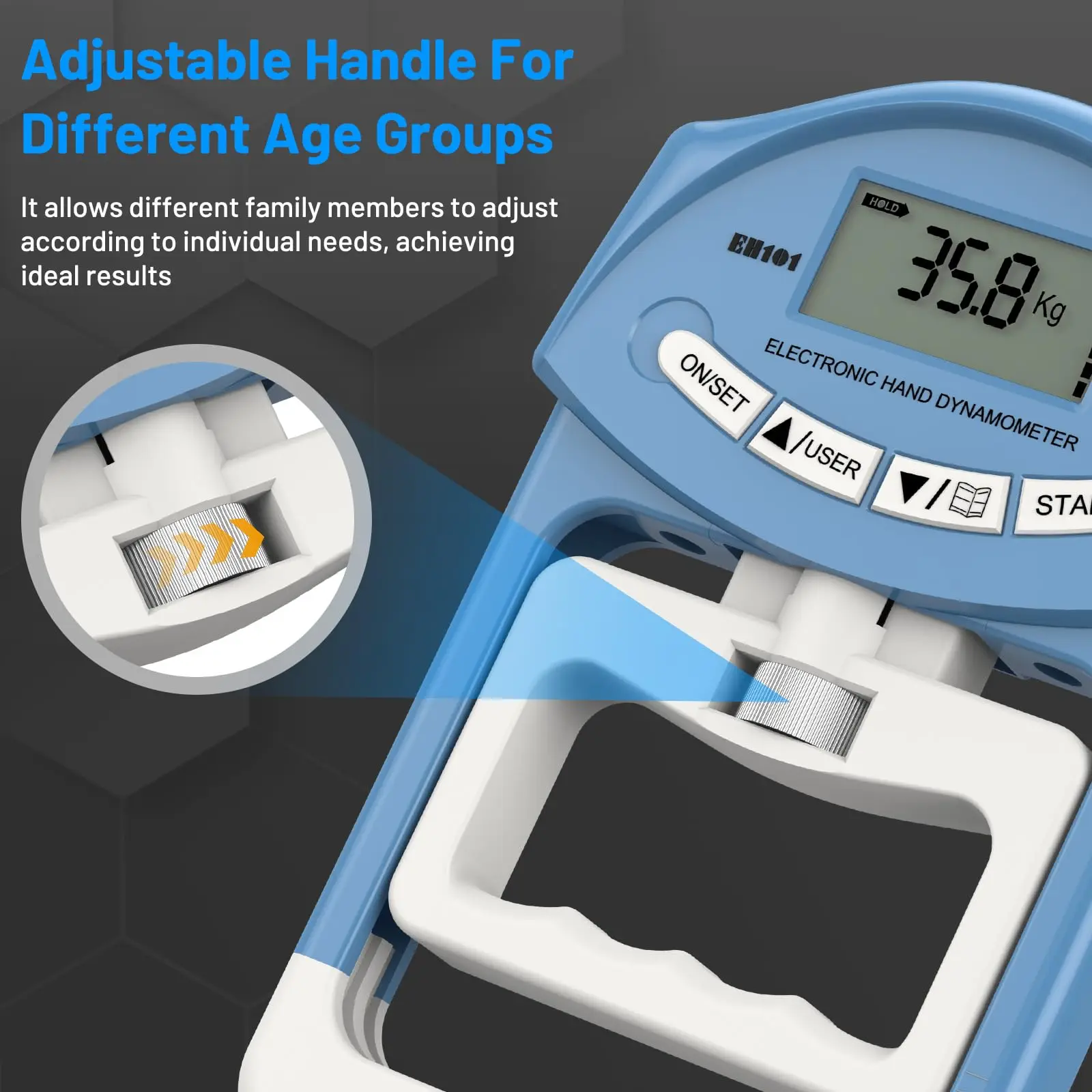 Electronic Hand Dynamometer with LCD Screen 90 kg/200lbs Digital Hand Dynamometer Grip for Strength Training, Rehab