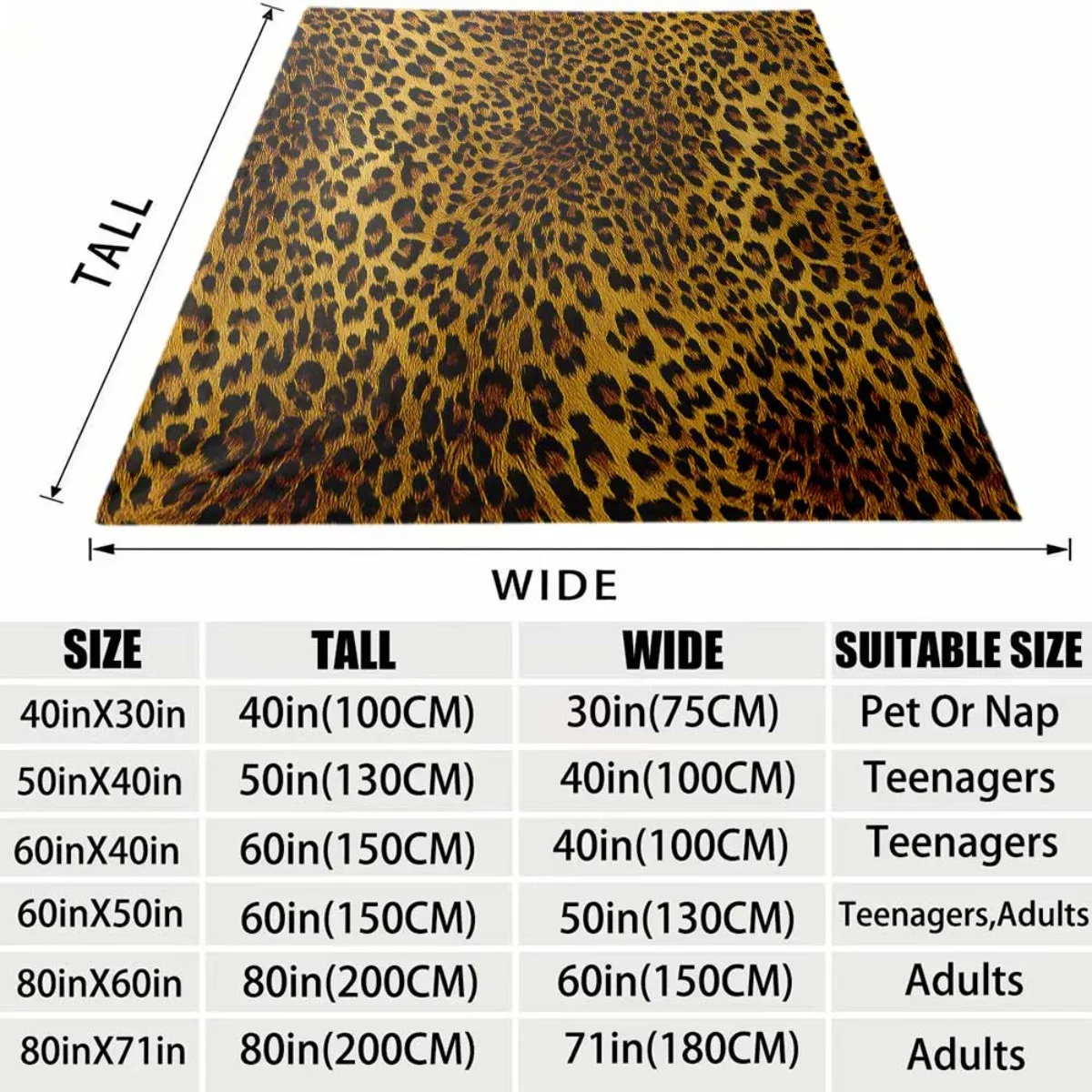 Classic Golden Brown Leopard Fur Texture Print Flannel Blanket Soft Throw For Sofa Bedroom Indoor Daily Home Warm Gift
