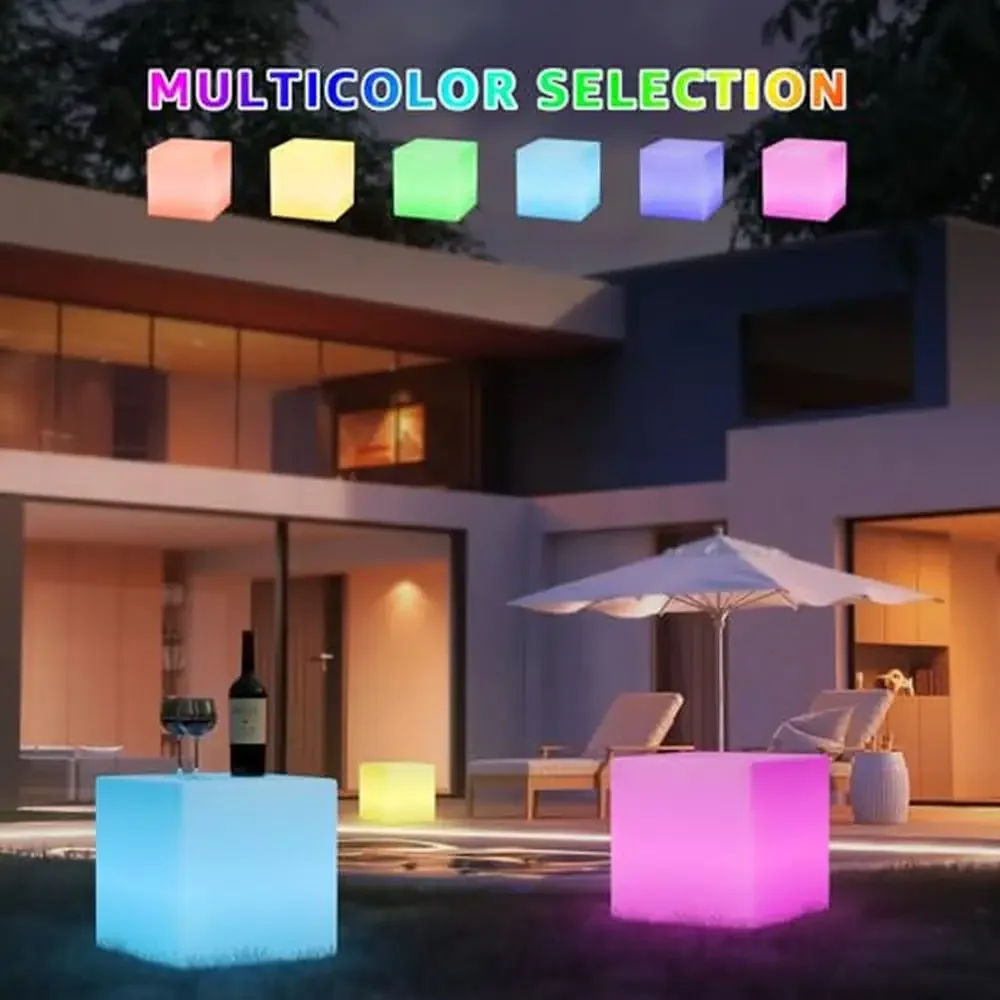 LED Cube Chair Lights USB Rechargeable RGB Colors Night Lighting Remote Control Waterproof Cube Chairs IP44 Sturdy Durable Decor