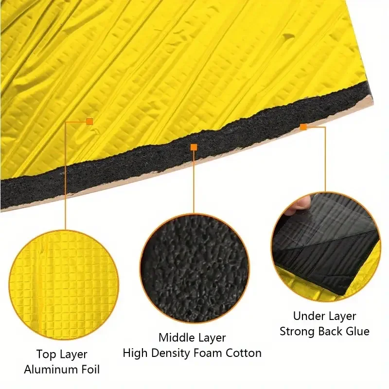 

1pcs Soundproof Auto Sound Deadener Heat Insulation Mat Car Van Sound Proofing Deadening Car Hood Insulation Silent Door Wall
