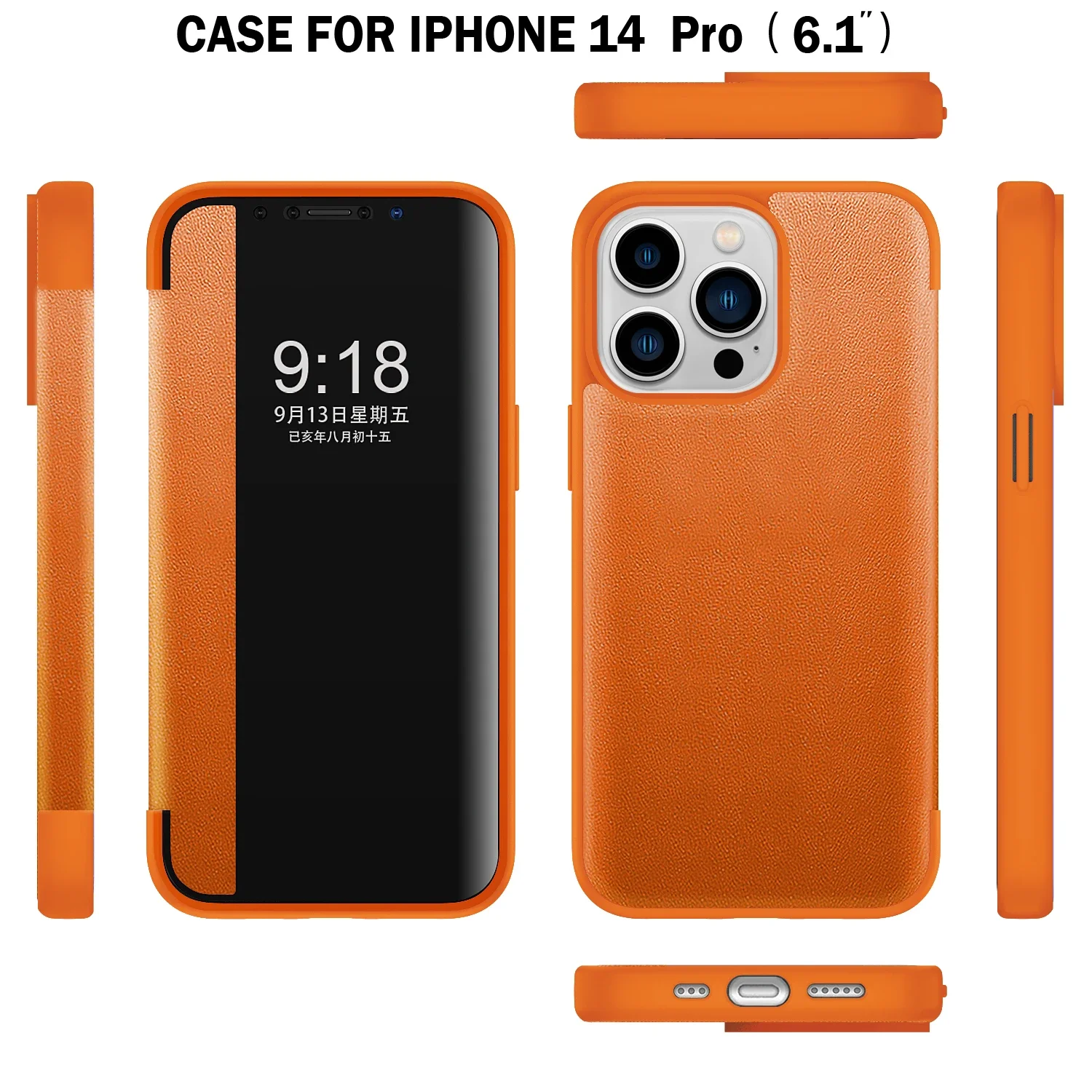 Leather Smart Window View Flip Cases For iPhone 15 14 13 12 11 Pro X XS XR Max 8 7 6 Plus SE Shockproof Lens Protector Cover