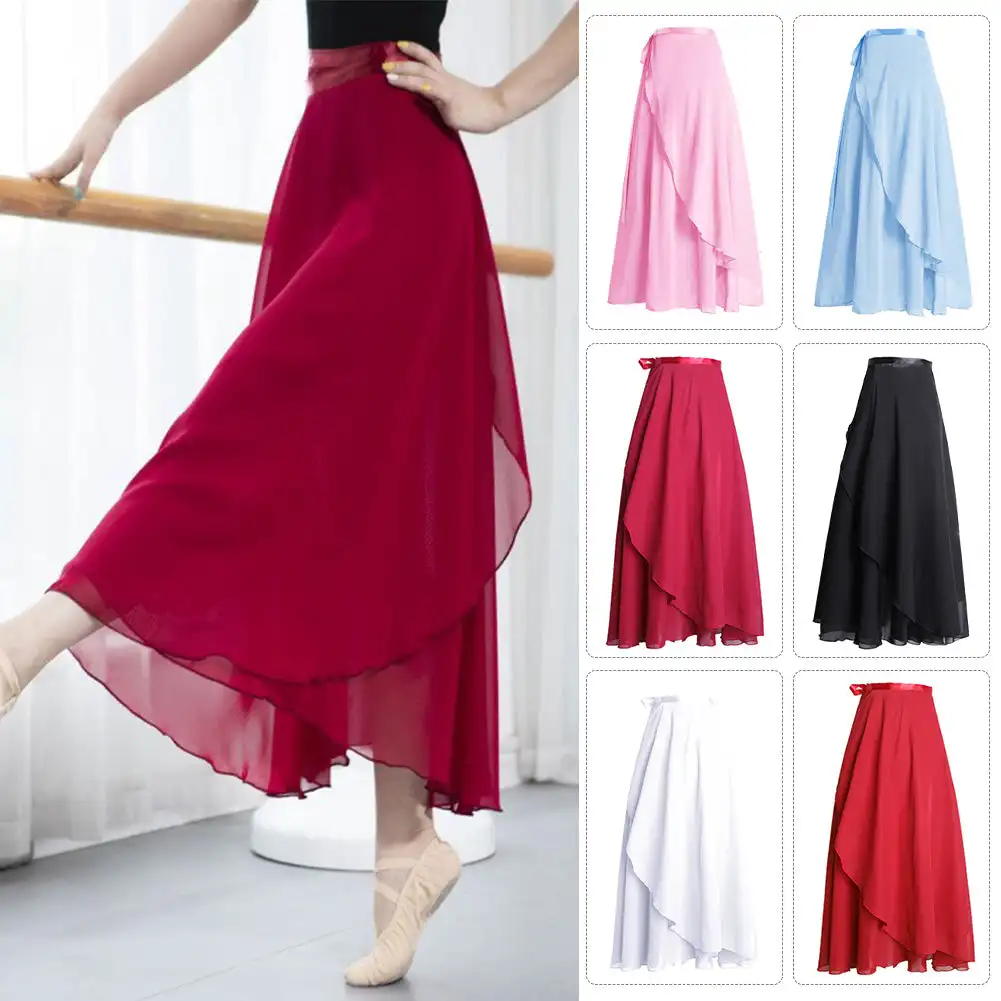 Tie Up Ballet Skirt Long Chiffon Dance Skirt Fairy Chiffon Long Ballet Tutu Costumes Dress Light Texture Vertical Skin-friendly