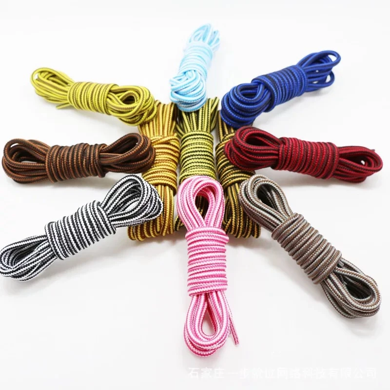 1Pair Boots Round Shoe Laces Striped Double Color Fashion Shoelaces Outdoor Hiking And Leisure Sports Shoelace 18 Color