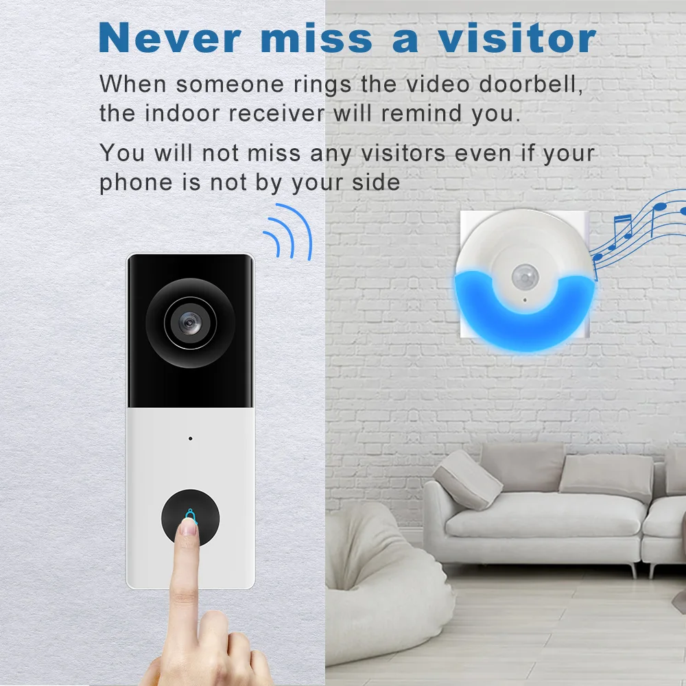 2MP 1080P Tuya APP WIFI IP campanello P2P 130 gradi grandangolare visore visivo videocitofono con campanello interno