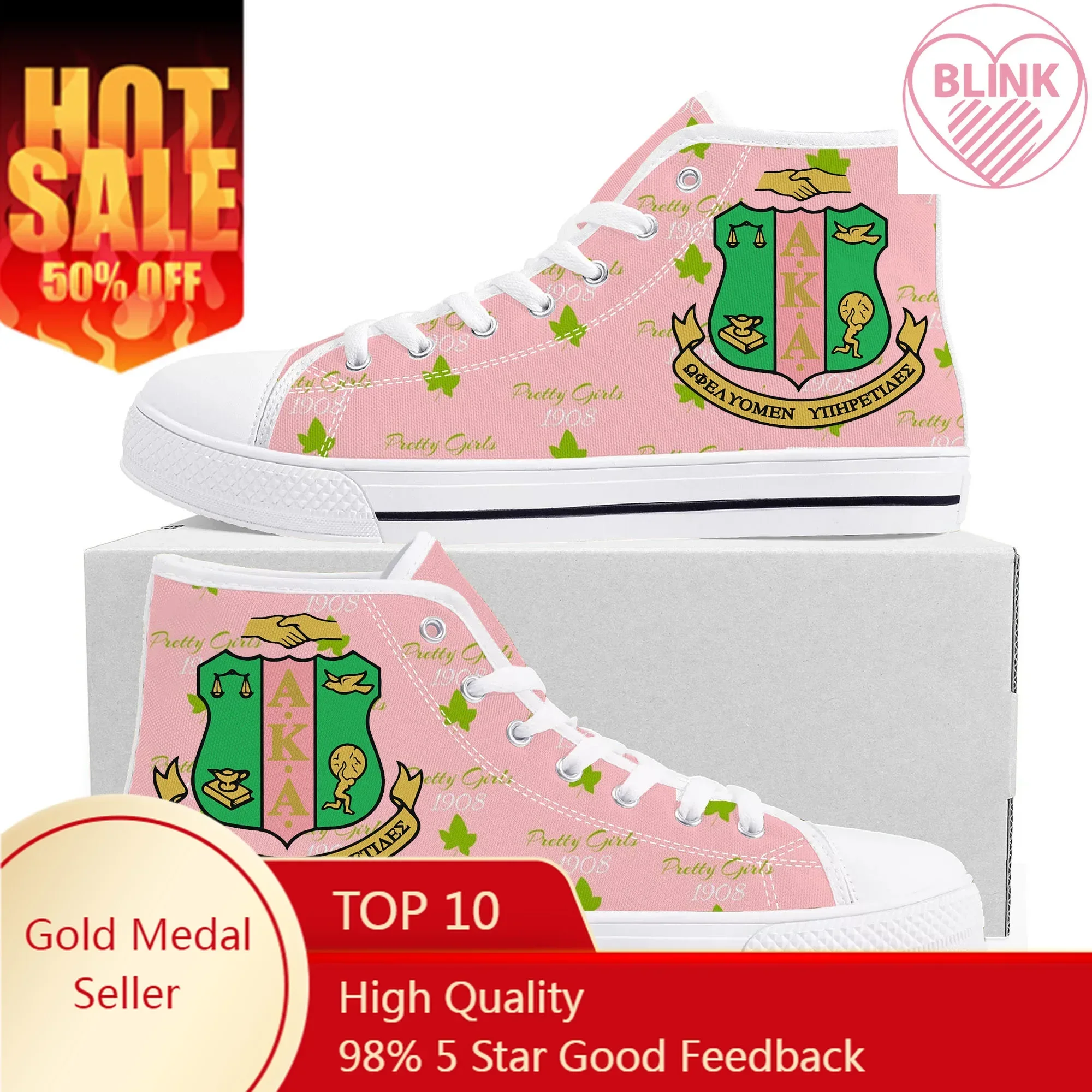 

A-Alpha Sorority A-AKA 1908 High Top Sneakers Kappa Alpha Mens Womens Teenager Canvas High Quality Sneaker Shoe Custom Made Shoe