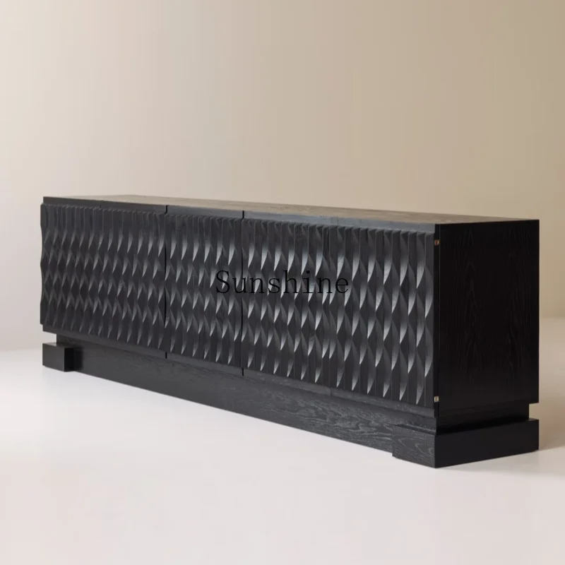 Italian light luxury style dining side cabinet modern minimalist black, model room decoration, medieval style, customized