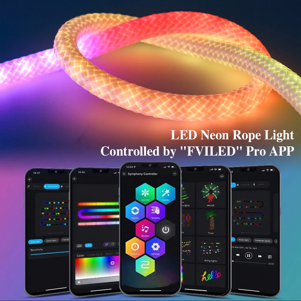 WS2811 WS2812 DC5V patrón reticulado redondo tira LED de neón RGB 50Leds/m 360 grados inteligente RGBIC cinta de luz de silicona Flexible IP67