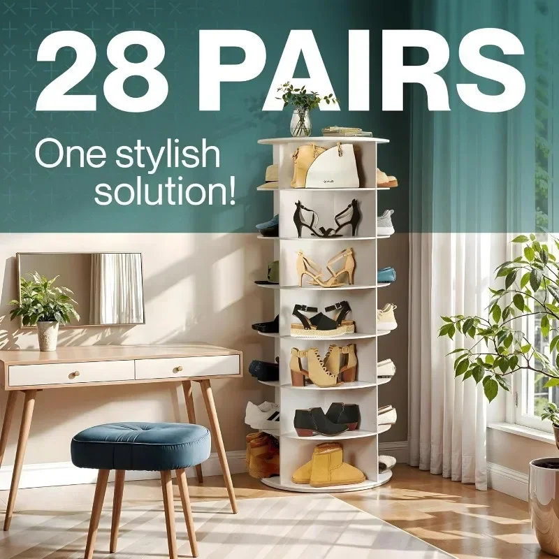 

home.Holds 28 Pairs authenticity 7-Tier Rotating Shoe Rack Tower – 360° Spinning Storage Organizer – Lazy Susan Design.new