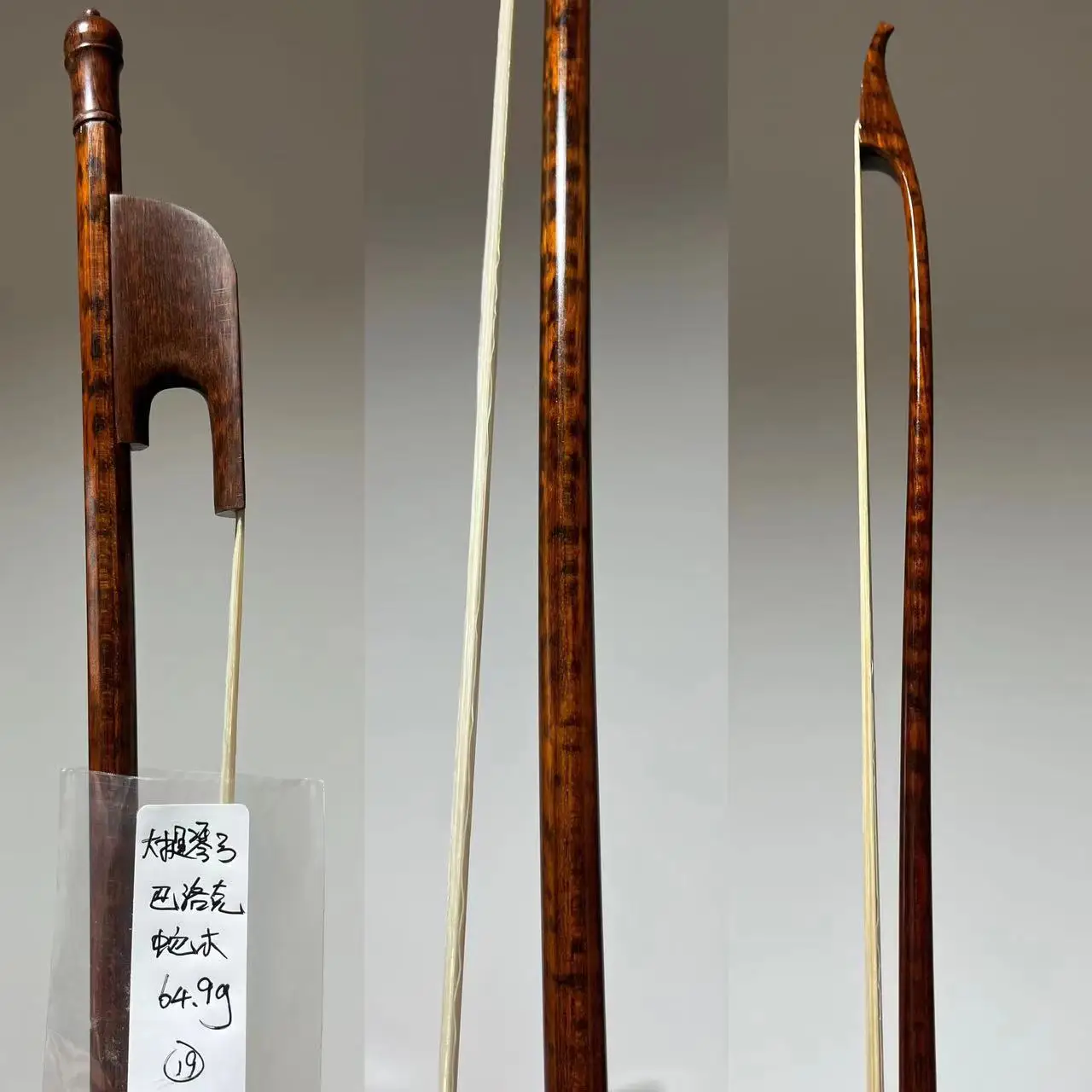 64.9g Ten Years Old Never Been Used-Fine Quality Baroque Style Snakewood Cello Bow /Mongolia Horse/Limited Edition Hair