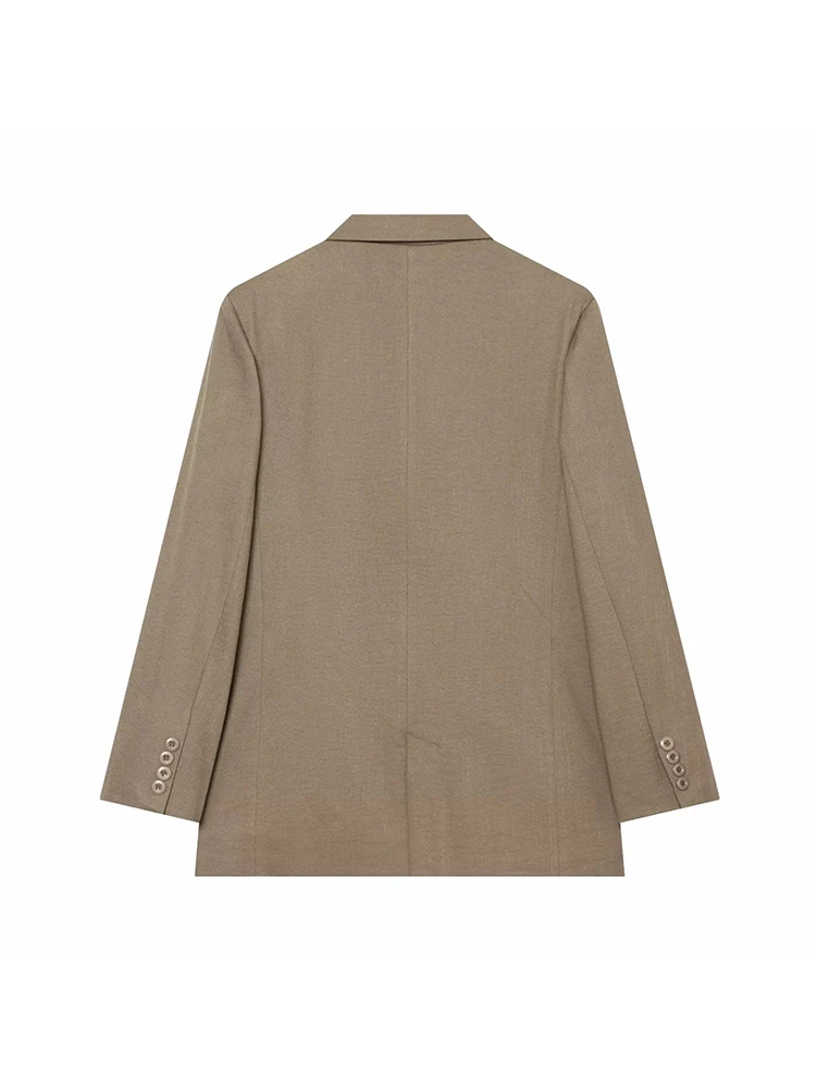 Women Single-Breasted New Blazer Women 2026 Suit Collar Long Sleeve Pockets Simple Loose Winter Coats Chic Lady Blazer