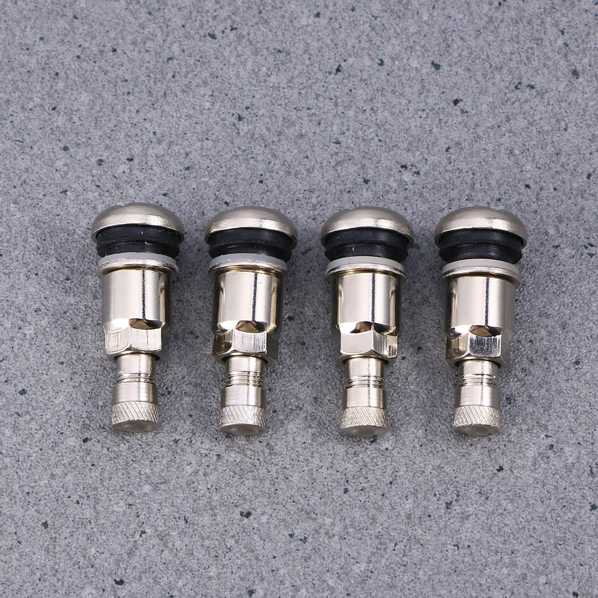 4Pcs Professional Grade Snap-in Tire Stems Steel Body Rubber Cap Brass Core for Automotive Motorcycle Bicycle Tire Air Retention