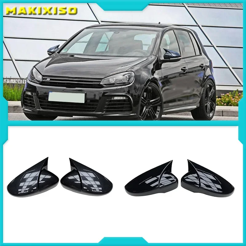 

High Quality For VW Volkswagen Passat B7 Scirocco Beetle CC Eos JETTA MK6 Carbon fiber pattern Replacement Rearview Mirror Cover