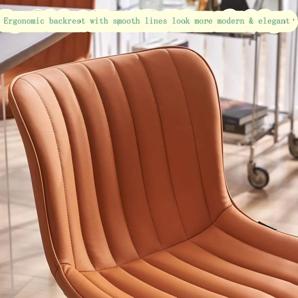 كراسي تناول الطعام الملونة الحديثة في منتصف القرن، مجموعة من 2، كراسي جانبية منجدة من الجلد الصناعي بدون ذراع لتناول الطعام في المطبخ