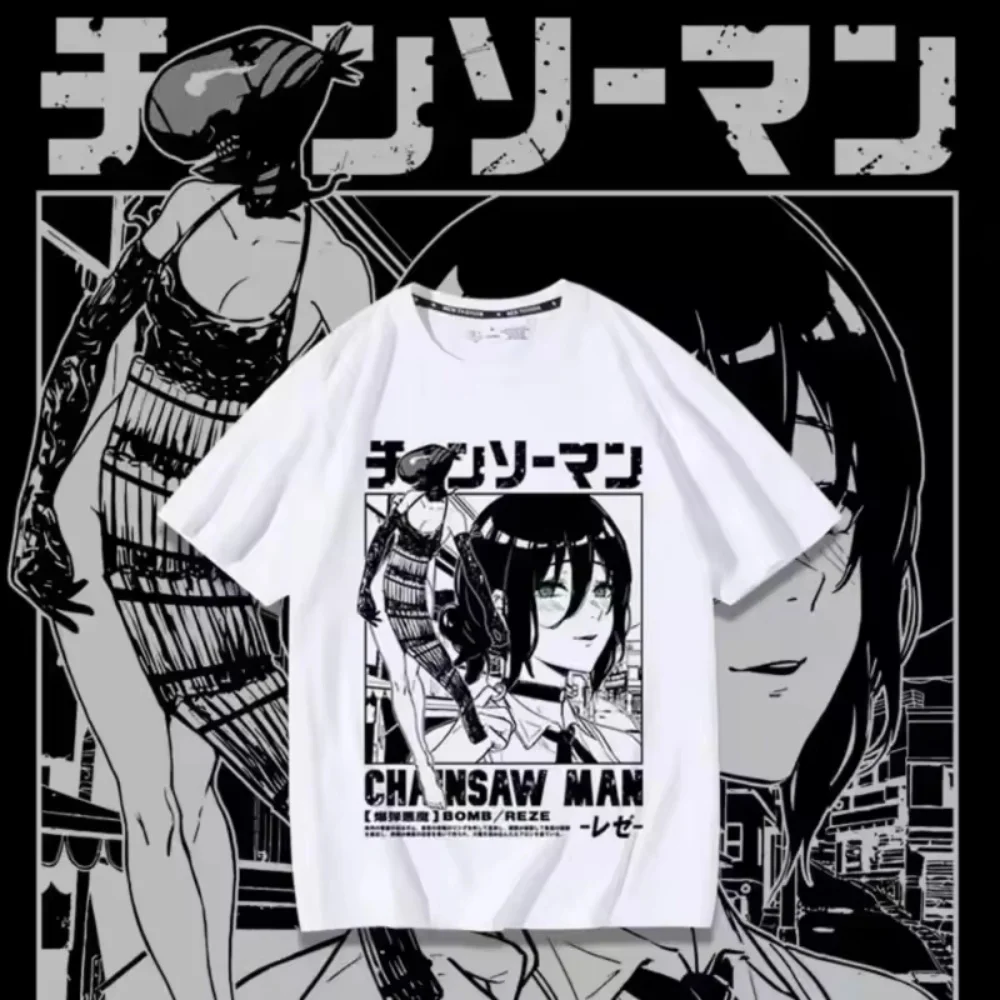 

Unisex Chainsaw Man Manga Graphic Anime Summer T-shirt Men Cotton Short Sleeve Tee Plus Size Women Tops Summer Streetwear