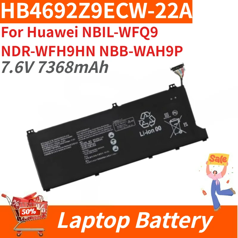 High Quality HB4692Z9ECW-22A Laptop Battery 7.6V 7368mAh for Huawei NBIL-WFQ9 NDR-WFH9HN NBB-WAH9P Brand New Replacement Battery