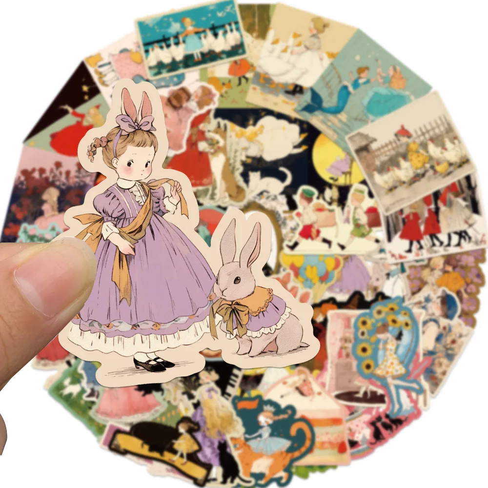 10/30/50PCS Retro Fairy Tale Stickers Cartoon Cute Stationery Stickers iPad Computer Luggage Car Guitar Wall Sticker Decoration