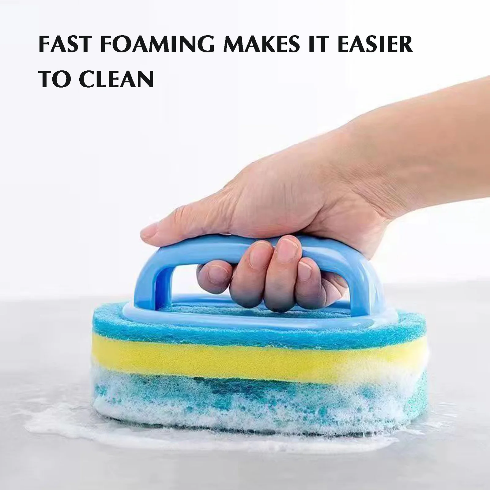 Handled Bath Scrubber Heavy Duty Non-Scratch Scouring Pad Handheld Scrubber for Swimming Pool Step & Corner