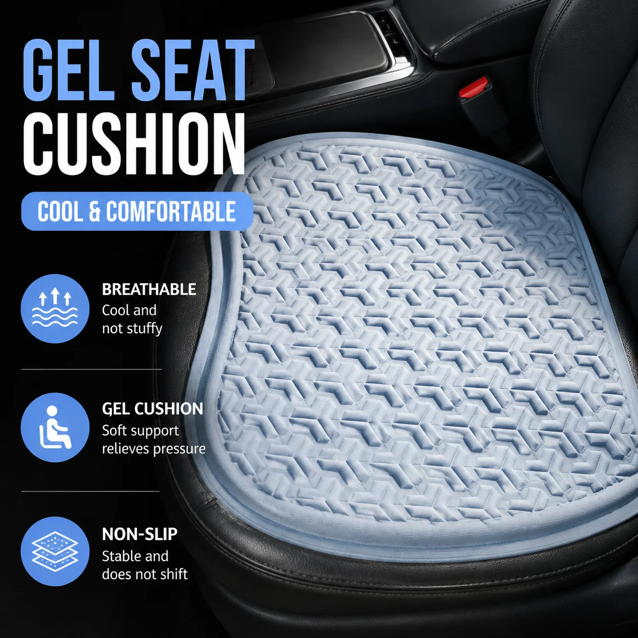 3D TPE Gel Seat Cushion Breathable Nonslip Honeycomb Dsign Summer Ice Silk Seat Cushion Cover for Home Office Car Easy To Clean