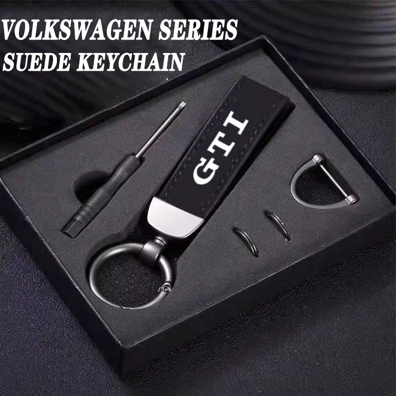 Car Suede Keychain Zinc Alloy Keyrings Accessories For VW GTI Polo Golf Passat Scirocco Tiguan Jetta T-ROC Touareg Touran CC GTD