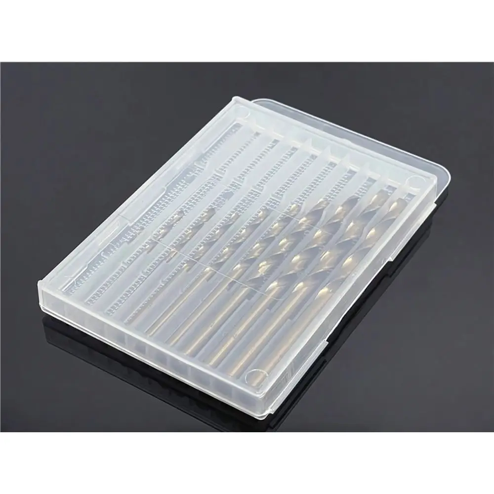 1Pcs Plastic Drill Bits Storage Box 5/10 Holes Multi-gauge Tool Parts Storage Case Clear Hardware Tool Box