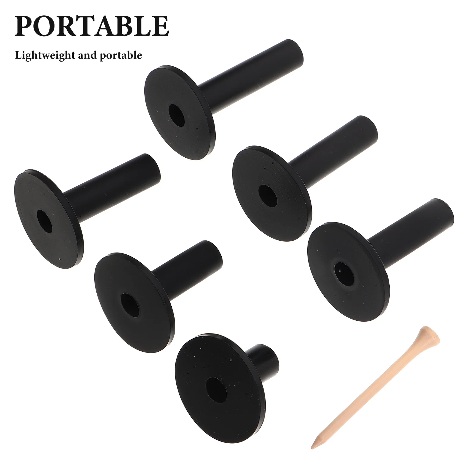 Suministro de entrenamiento de Golf, camisetas de goma para estera, clavos de madera, soporte negro de 35-83mm, simulador de rango de conducción irrompible, práctica, 6 uds.