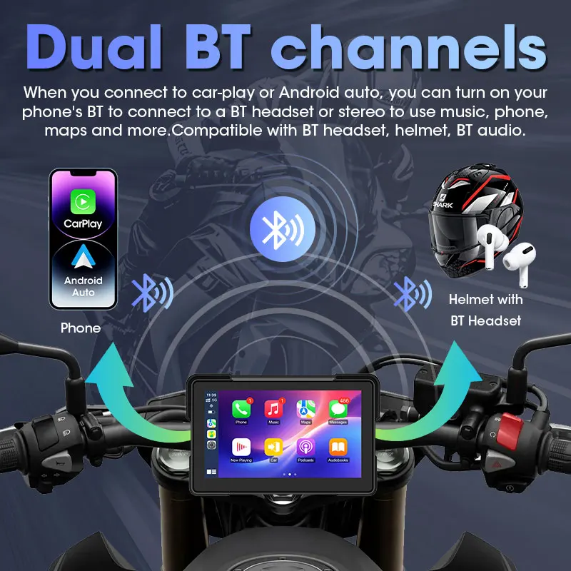 5/7 inch 4K Carplay Motorcycle Navigation Android Auto GPS for Motorcycles Accessories Digital Motorcycle Dashboard Waterproof