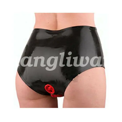 Latex Gummi Gummi Sexy Shorts Slips Unterwäsche Mit Doppel Loch Größe XS-XXL