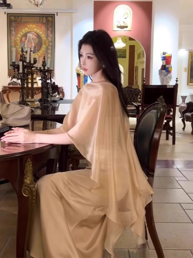 Women's Summer Chiffon Sun Protection Clothing with Strap Dresses Outer Shawl Cover up Traditional Style Ice Silk Thin Jacket