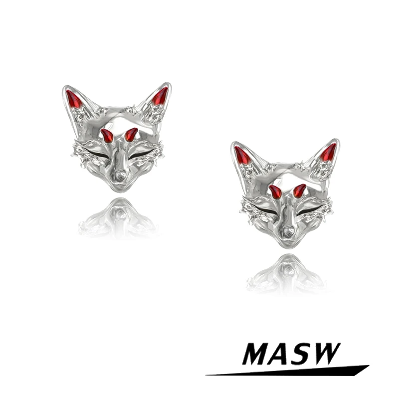 MASW Original Design Cool Fox Earrings Personality Jewelry For Women High Quality Copper Metal Stud Earrings For Women Gift